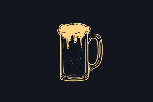 This artwork features a clean, minimalist outline of a beer stein with frothy beer spilling over the top, set against a dark backdrop. Its perfect for design lovers who appreciate simplicity.
