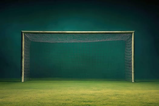This minimalist depiction features a simple outline of a soccer goalpost, emphasizing its structure against a dark green backdrop. The focus is on the goal, highlighting its design.