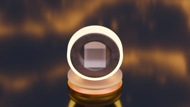 3d elements rotation with lights. Computer generated 3d render