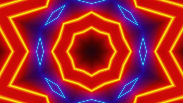 Abstract neon kaleida. Computer generated 3d render