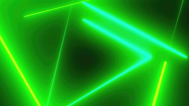 Neon tunnel with triangles shapes. Computer generated 3d render