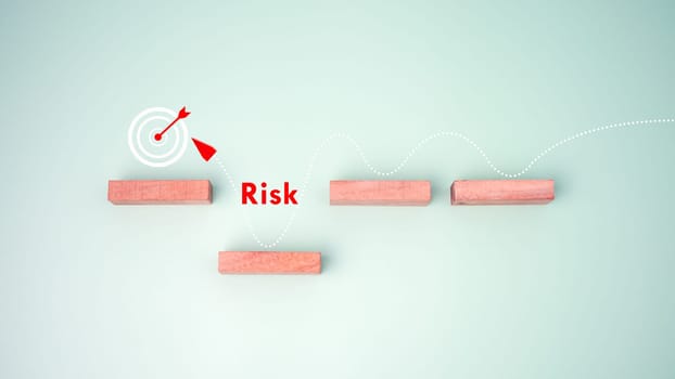 Block is arrange on green background and target board icon represents business obstacles and risks , Goal of business, Success and business target concept, Project management, company strategy.