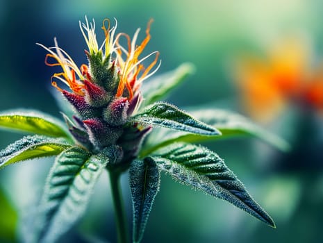 green cannabis flowers in full bloom. AI generative.
