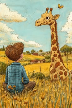 Illustration for children, savannah animals. AI generative.