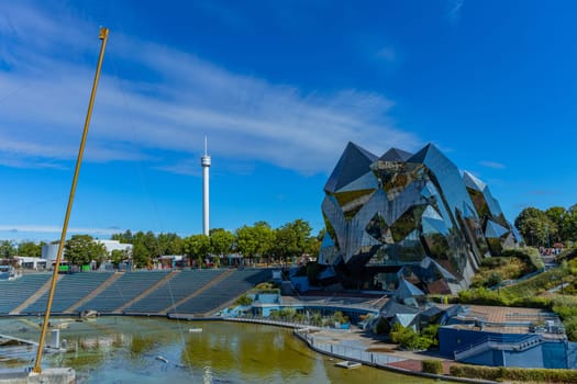 Poitiers, Nouvelle Aquitaine. France: August 19, 2024 : Futuroscope or Parc du Futuroscope is a French theme park based upon multimedia cinematographic futuroscope and audio-visual techniques