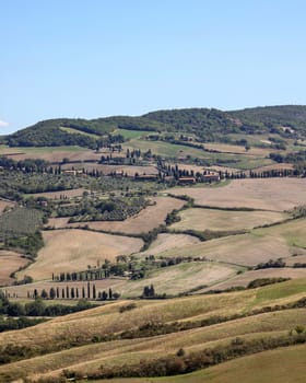 The rural landscape near Pienza in Tuscany. Italy