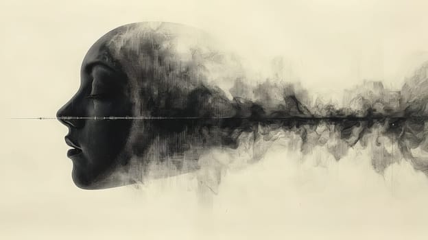 A powerful black ink diagram on white paper that explores the distinction between perception and reality, symbolized by an oval-shaped distortion in space. This minimalist yet impactful design uses subtle lighting to highlight our interpretation of real radio waves, blending simplicity with high-tech concepts.