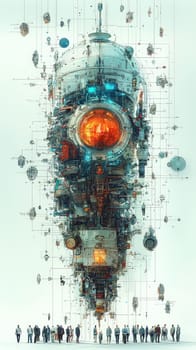 A meticulously crafted, hyper-detailed organizational chart illustrating a structured hierarchy featuring both human and robotic members. The chart is set against a clean white background, showcasing various levels of roles and connections, representing the modern integration of human and AI in an organizational structure. Each member is visually distinguished, giving insight into the complexity and synergy of human-robot collaboration within the workplace.