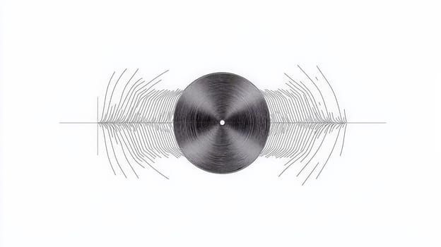 A powerful black ink diagram on white paper that explores the distinction between perception and reality, symbolized by an oval-shaped distortion in space. This minimalist yet impactful design uses subtle lighting to highlight our interpretation of real radio waves, blending simplicity with high-tech concepts.