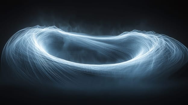 A powerful black ink diagram on white paper that explores the distinction between perception and reality, symbolized by an oval-shaped distortion in space. This minimalist yet impactful design uses subtle lighting to highlight our interpretation of real radio waves, blending simplicity with high-tech concepts.