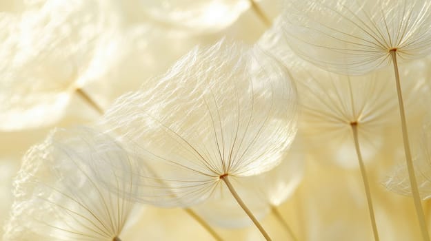 Delicate Dandelion Seeds in Sunlight,  A Close up View