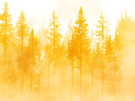Yellow Watercolor Forest Nature Tree Landscape