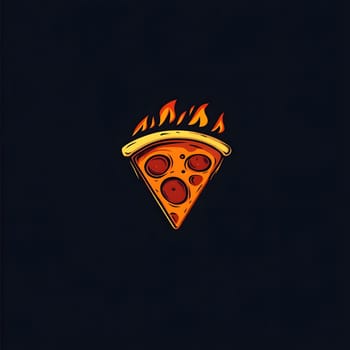 Pizza Slice with cheese and pepperoni Food Icon Logo