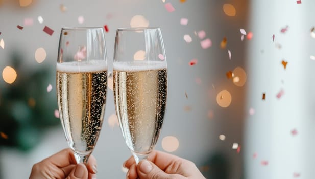 Celebration with champagne glasses. Concept of holiday, party, and festivity.
