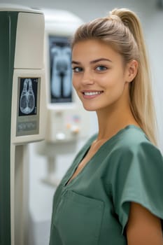 Radiographer at work. AI generative.