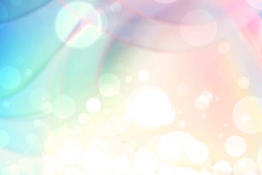 Abstract blurred fresh vivid spring summer light delicate pastel blue turquoise pink bokeh background texture with bright circular soft color lights and stars. Card concept. Beautiful backdrop illustration.