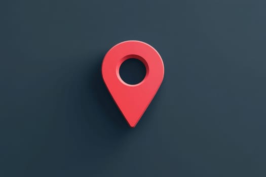 This design showcases a simple, clean red location pin against a dark background. It symbolizes navigation and location marking, perfect for maps and travel applications.