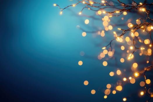 The gentle glow of fairy lights twinkles against a clean, solid backdrop, adding warmth and charm to the surroundings. This enchanting display enhances a peaceful nighttime ambiance.