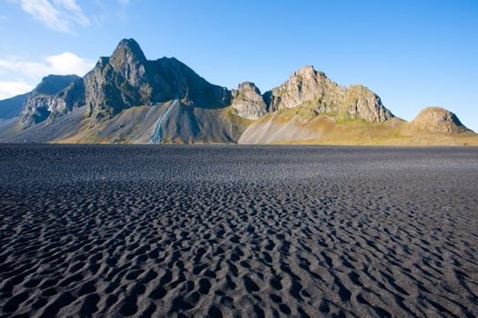 Hvalnes lava beach landscape, east Iceland landmark. Iceland scenery