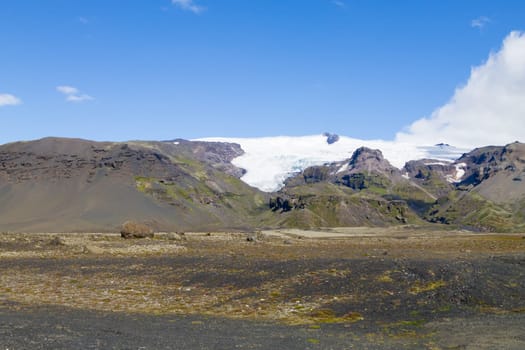 Iceland glacier. Haalda glacier view, south Iceland landscape.