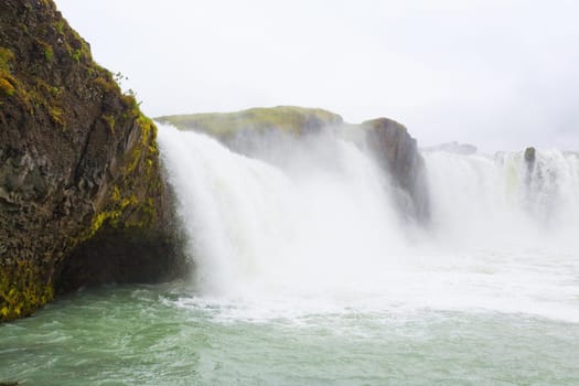 Godafoss falls in summer season view, Iceland. Icelandic landscape.