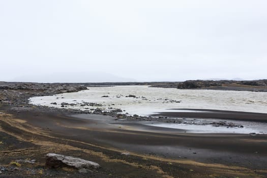 Iceland landscape along the road to Askja. Desolate Icelandic panorama