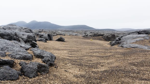Iceland landscape along the road to Askja. Desolate Icelandic panorama