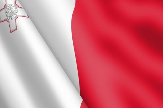 A Malta waving flag 3d illustration wind ripple