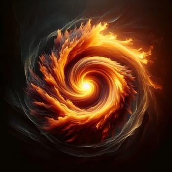 Abstract image of a swirling vortex of light and energy. The vortex is composed of delicate, feathery shapes, with a bright, golden light at the center. A high-quality photo.