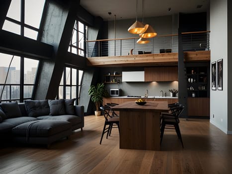 Interior of the modern loft apartment