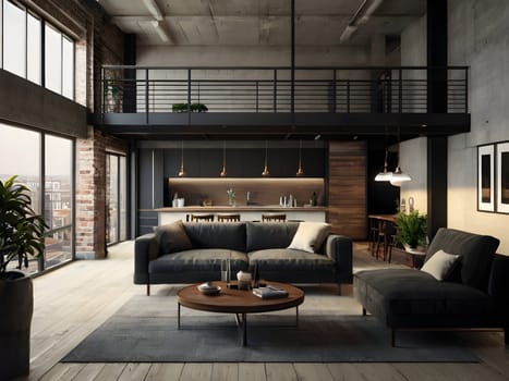 Interior of the modern loft apartment