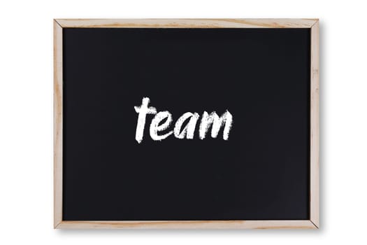 A team concept chalk on chalkboard with clipping path to remove shadow