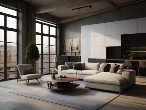 Interior of the modern loft apartment