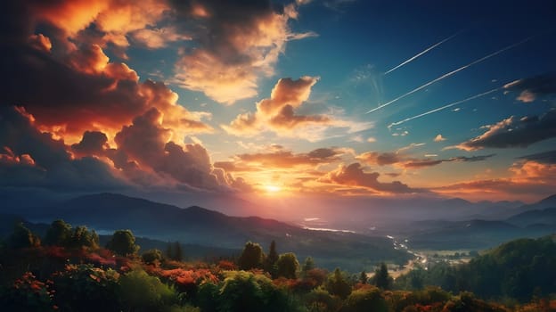 Beautiful sky with fluffy clouds