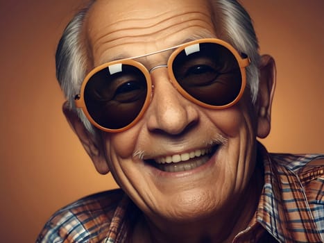 Funny happy old man with sunglasses