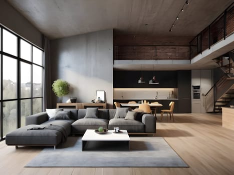 Interior of the modern loft apartment