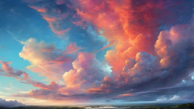 Beautiful sky with fluffy clouds