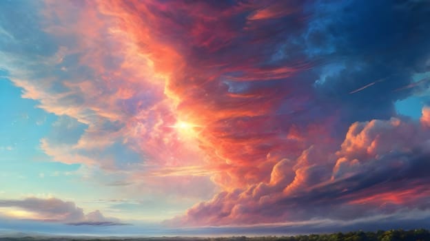 Beautiful sky with fluffy clouds
