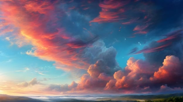 Beautiful sky with fluffy clouds