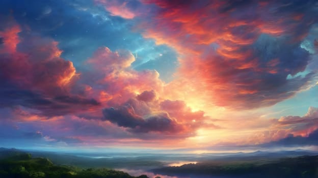 Beautiful sky with fluffy clouds