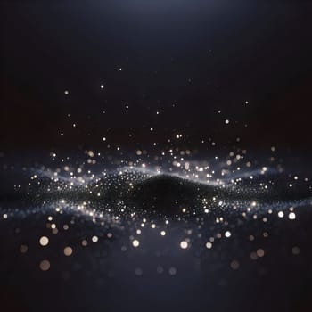 Abstract image of a dark, textured surface with sparkling lights. The lights are scattered across the surface, creating a sense of mystery and depth. A high-quality photo.