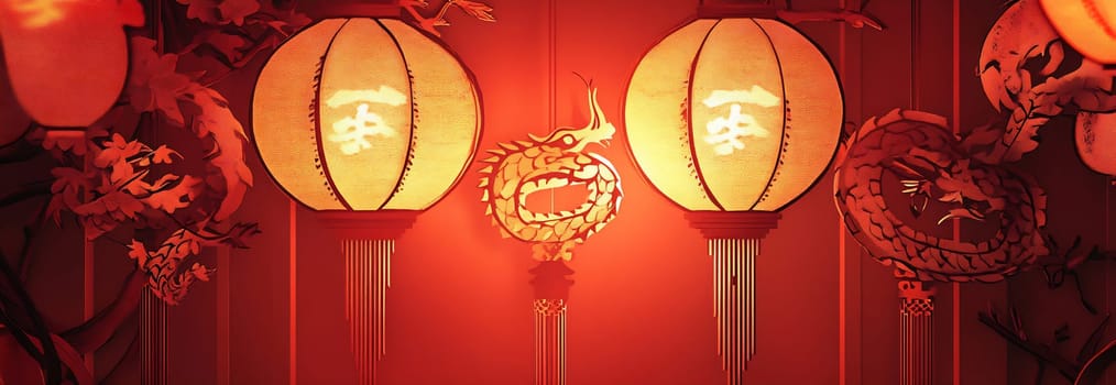 Brightly lit lanterns and intricate dragon designs create an enchanting atmosphere during a cultural festival celebration, showcasing rich traditions.