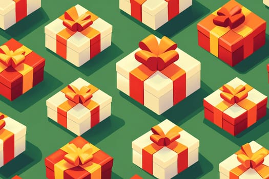 Decorative gifts with vibrant bows are neatly arranged, creating a cheerful atmosphere perfect for a celebration.