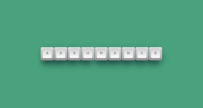 Assurace text on a 3d keyboard button with shadow, 3d illustration