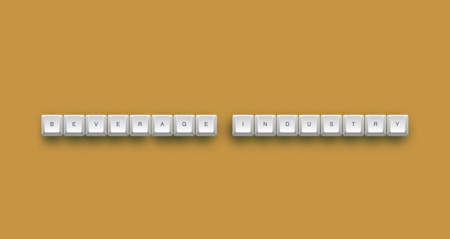 Beverage industry text on a 3d keyboard button with shadow, 3d illustration