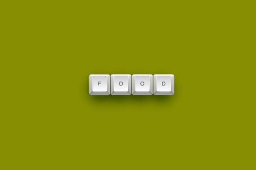 Food text on a 3d keyboard button with shadow, 3d illustration