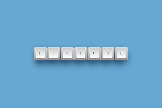 Diverse text on a 3d keyboard button with shadow, 3d Illustration