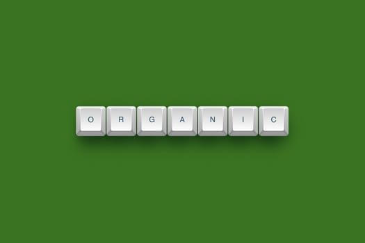 Organic text on a 3d keyboard button with shadow, 3d Illustration