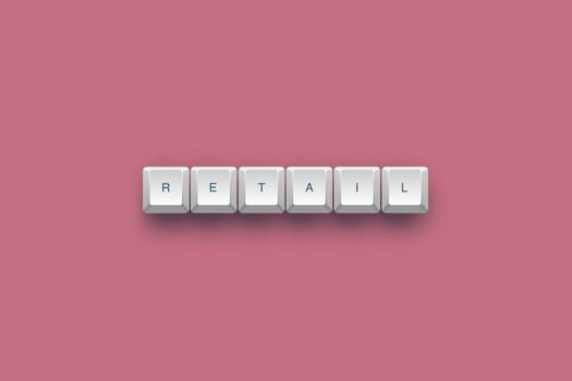 Retail text on a 3d keyboard button with shadow, 3d illustration