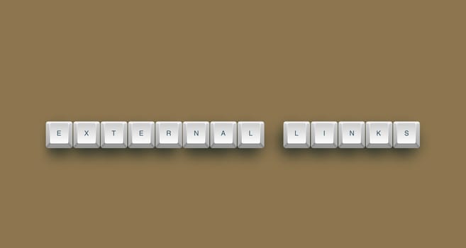 External links text on a 3d keyboard button with shadow, 3d illustration